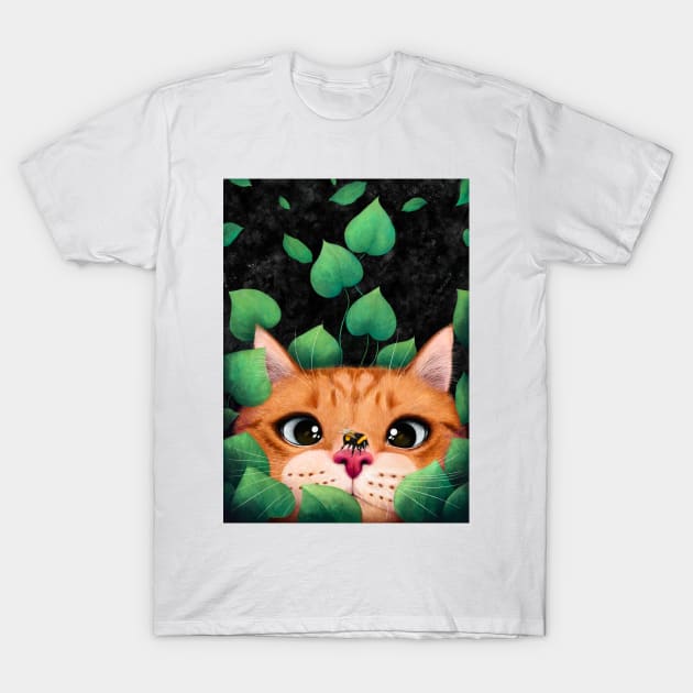 Cat in the leaves T-Shirt by kodamorkovkart